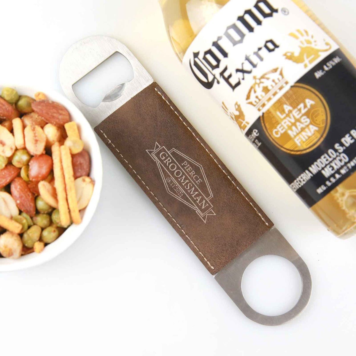 Engraved Bridal Party Leatherette Barmate Bottle Opener