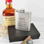 Engraved Bridal Party 7oz Silver Hip Flask