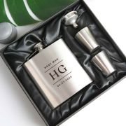 Engraved Bridal Party 6oz Silver Hip Flask with Funnel and Shot Glasses