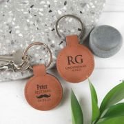 Engraved Bridal Party Tan Leatherette Keyring