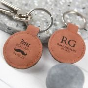 Engraved Bridal Party Tan Leatherette Keyring