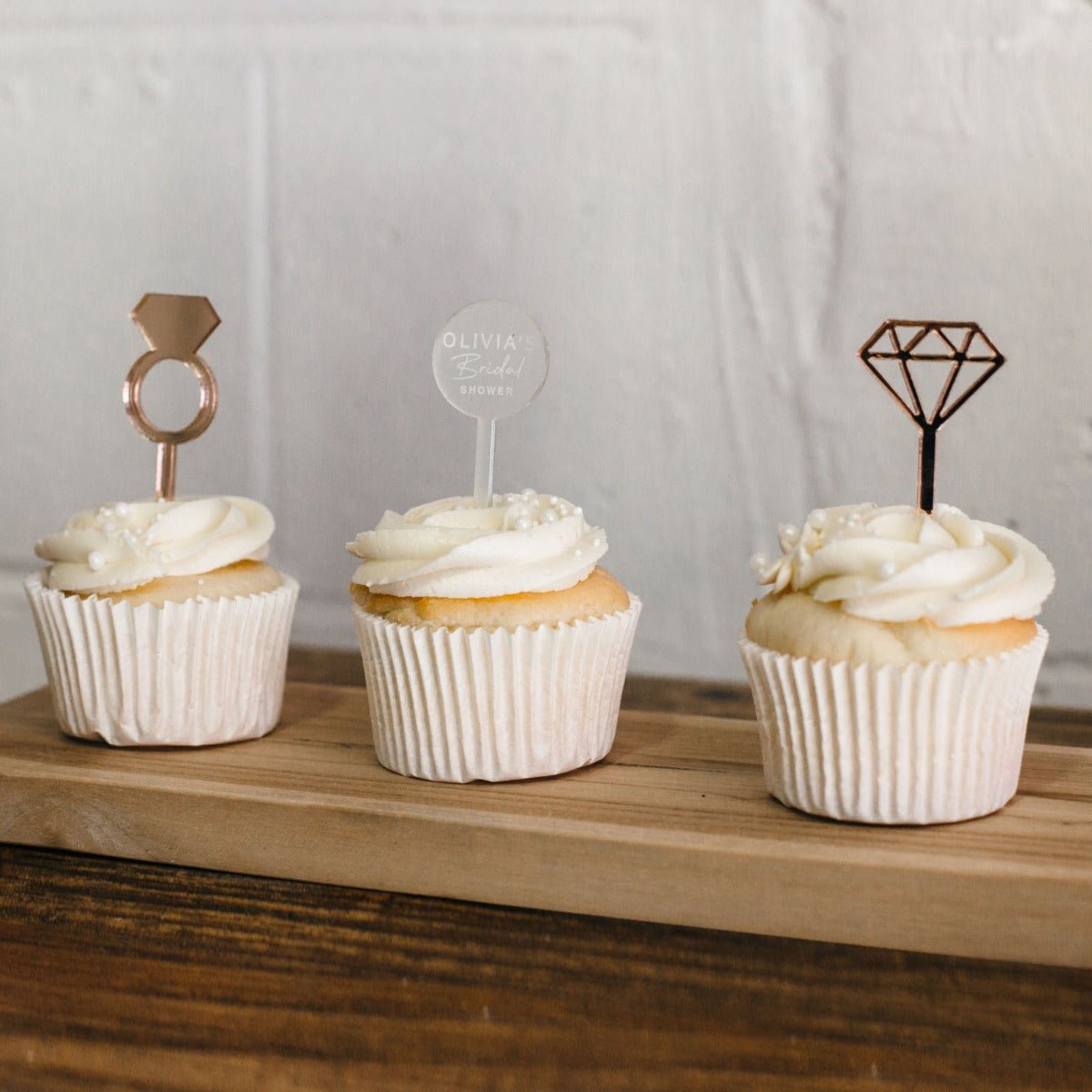 Laser Cut Bridal Shower Cupcake Toppers