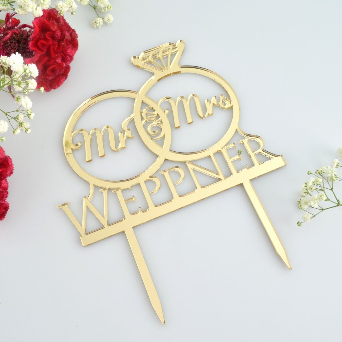 Wedding Rings Mr & Mrs Acrylic Cake Topper