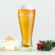 Corporate Christmas 425ml Engraved Schooner Beer Glass