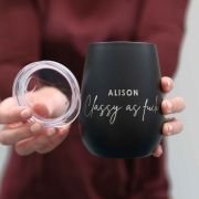 Engraved Classy As Matte Black Wine Sipper