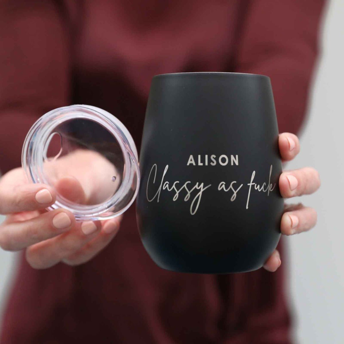 Engraved Classy As Matte Black Wine Sipper