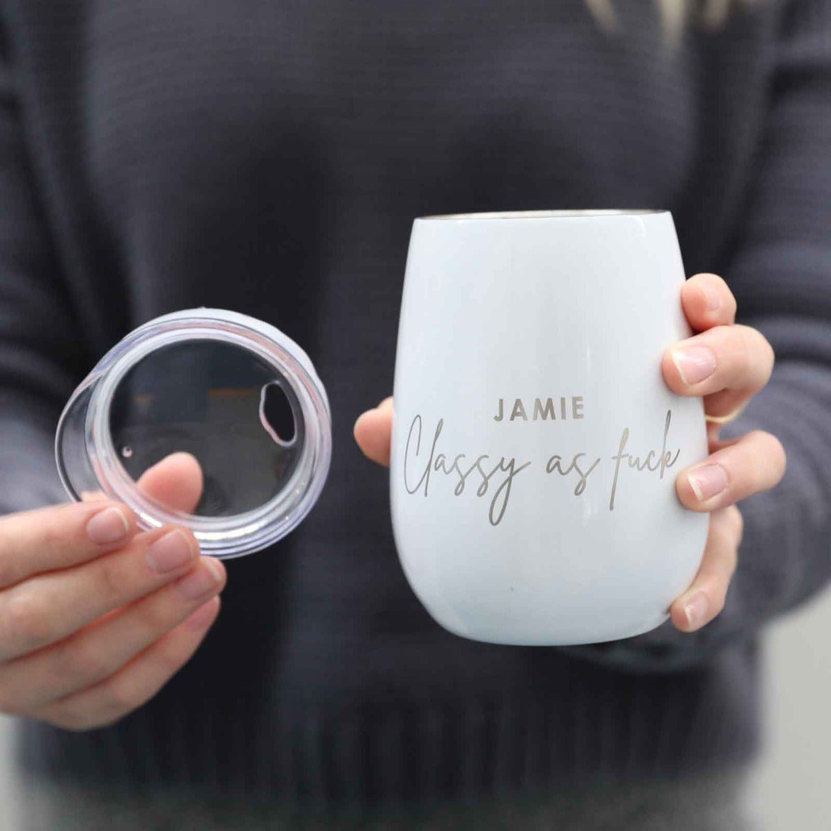 Engraved Classy As White Wine Sipper