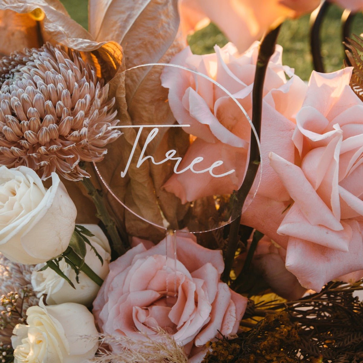 Engraved Acrylic Bouquet Table Number