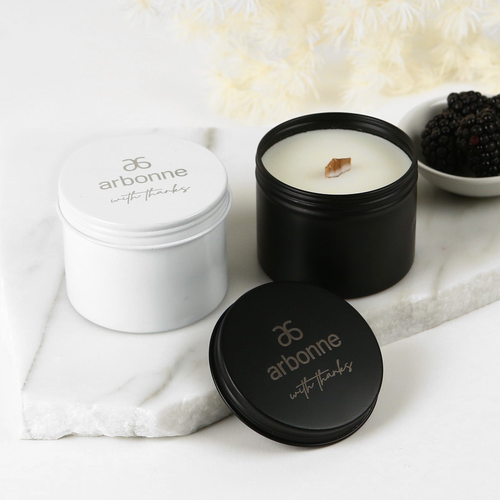 Engraved Corporate Wood Wick Soy Candle Tin
