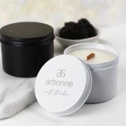 Engraved Corporate Wood Wick Soy Candle Tin