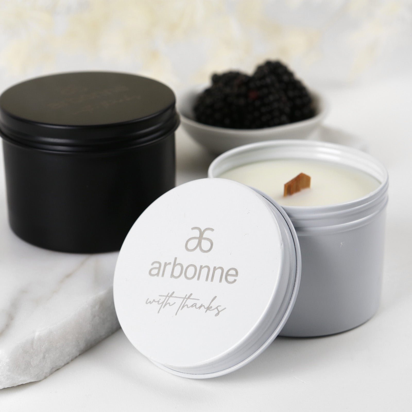 Engraved Corporate Wood Wick Soy Candle Tin