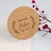 Engraved Wedding Cork Coaster