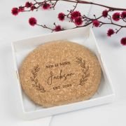 Engraved Wedding Cork Coaster