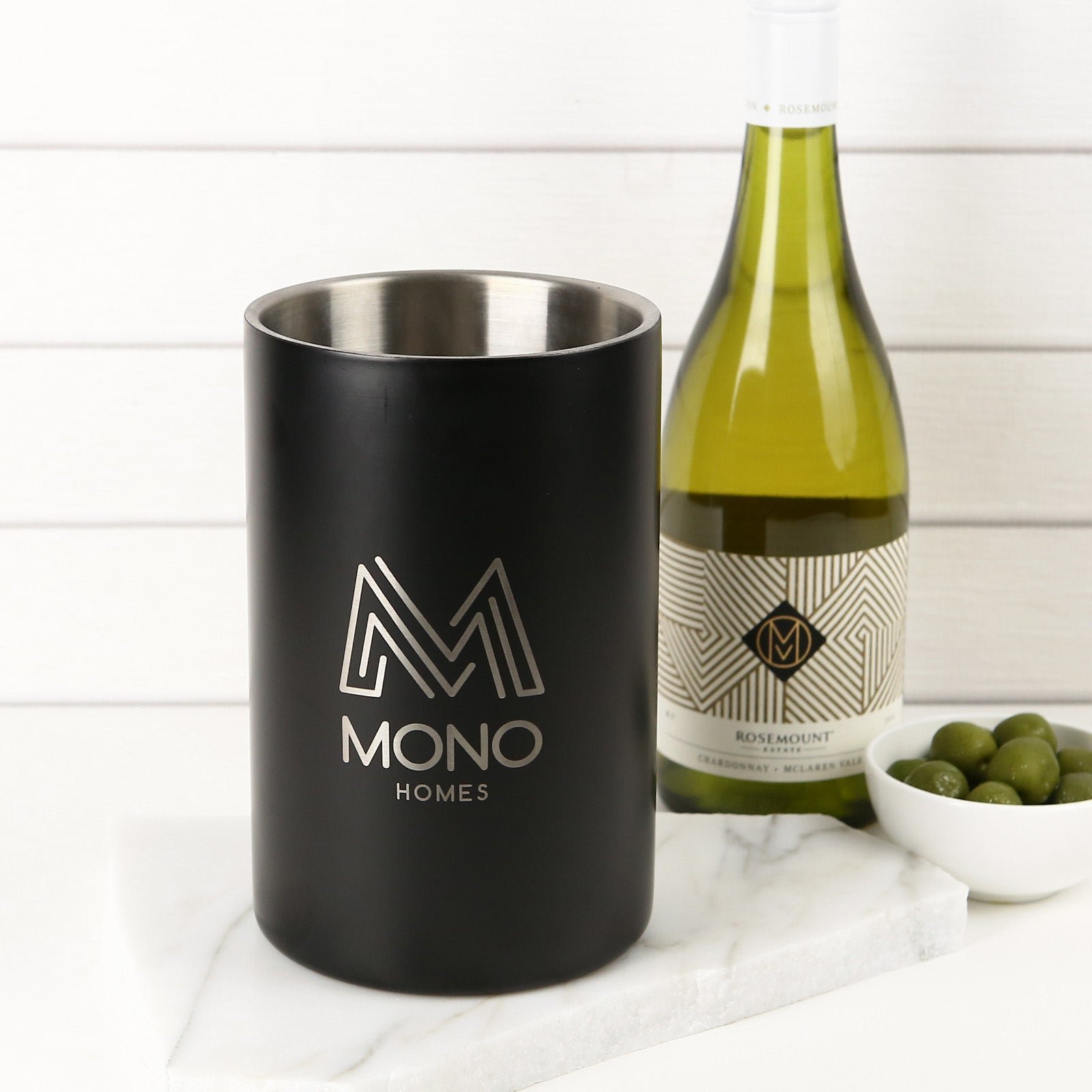 Engraved Corporate Matte Black Stainless Steel Wine Cooler