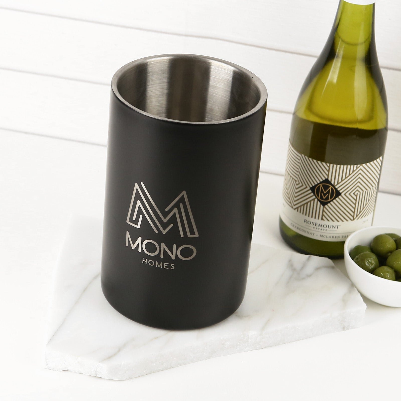 Engraved Corporate Matte Black Stainless Steel Wine Cooler