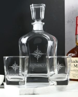 Corporate Decanter Gift Set – Premium Whiskey Decanter PLUS 2 Scotch Glasses