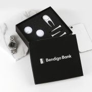 Engraved Corporate Black Leatherette Golf Gift Set