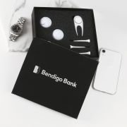 Engraved Corporate Black Leatherette Golf Gift Set
