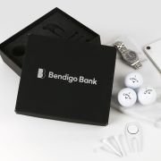 Engraved Corporate Black Leatherette Golf Gift Set