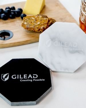 Engraved Octagonal Marble Coaster Corporate Gift
