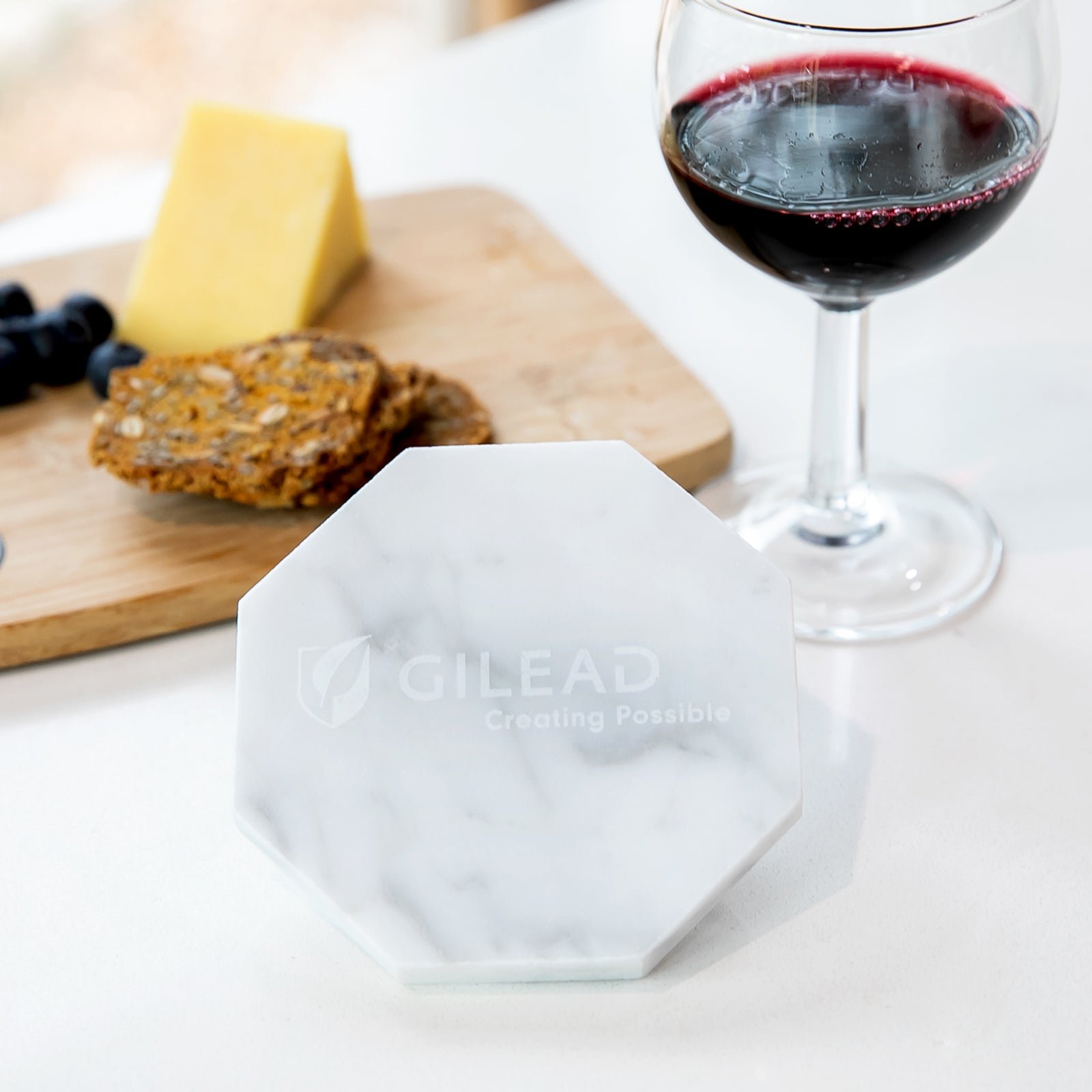 Engraved Octagonal Marble Coaster Corporate Gift