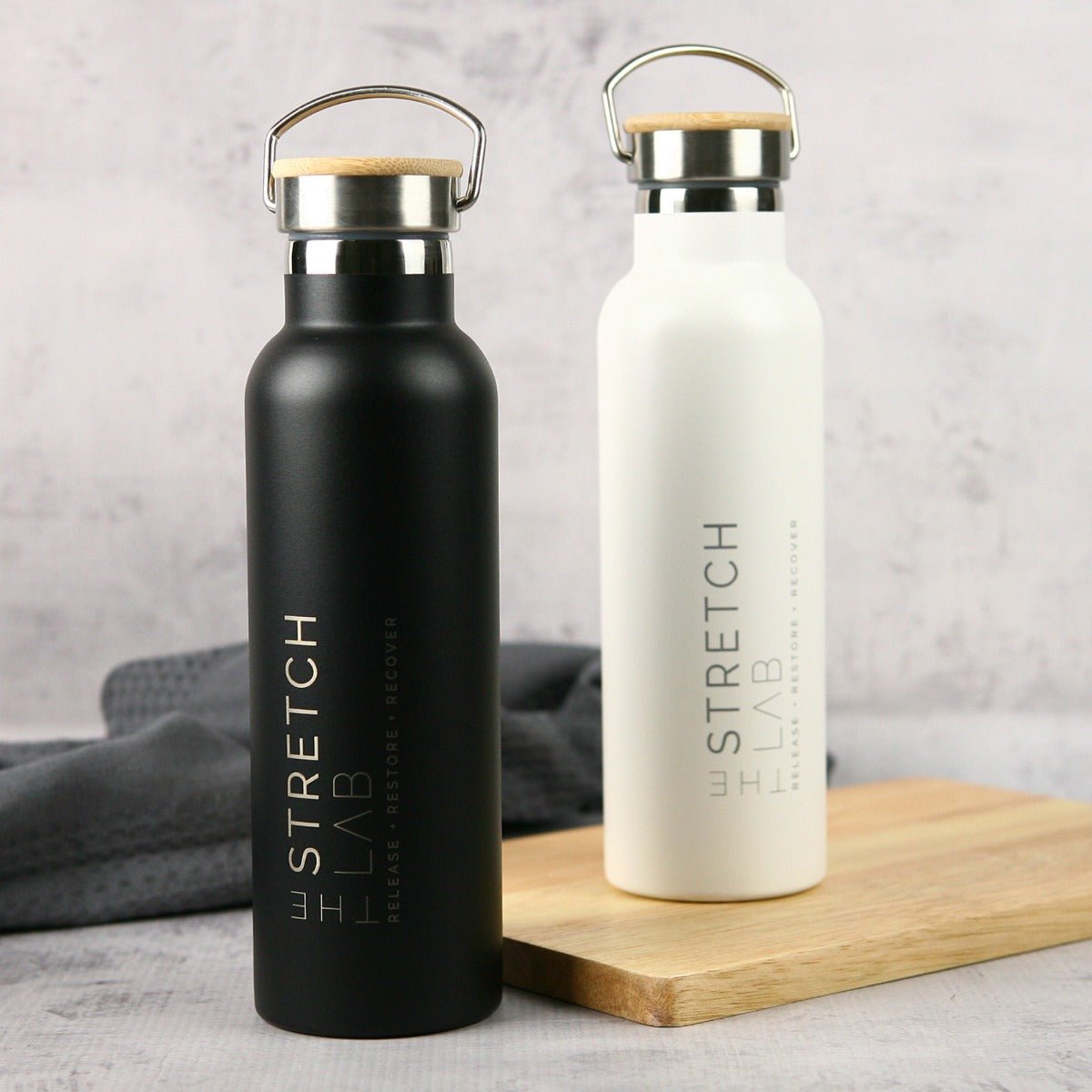 Engraved 650ml Metal Water Bottle with Wooden Lid Corporate Gift