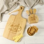 Engraved Paddle Board with Cheese Knife Set Corporate Gift