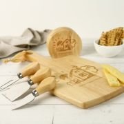 Engraved Paddle Board with Cheese Knife Set Corporate Gift