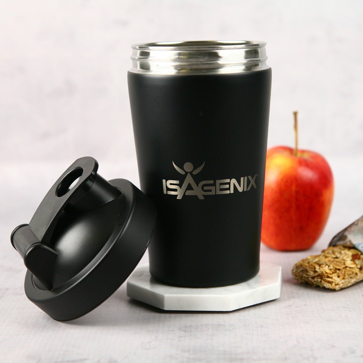 Engraved 600ml Stainless Steel Black Protein Shaker Corporate Gift