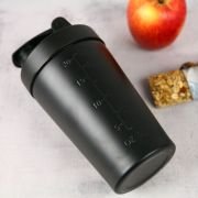 Engraved 600ml Stainless Steel Black Protein Shaker Corporate Gift