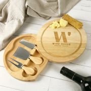 Engraved Round Wooden Cheese Knife Set Corporate Gift