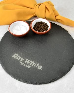 Engraved Round Slate Cheese Chopping Board Corporate Gift