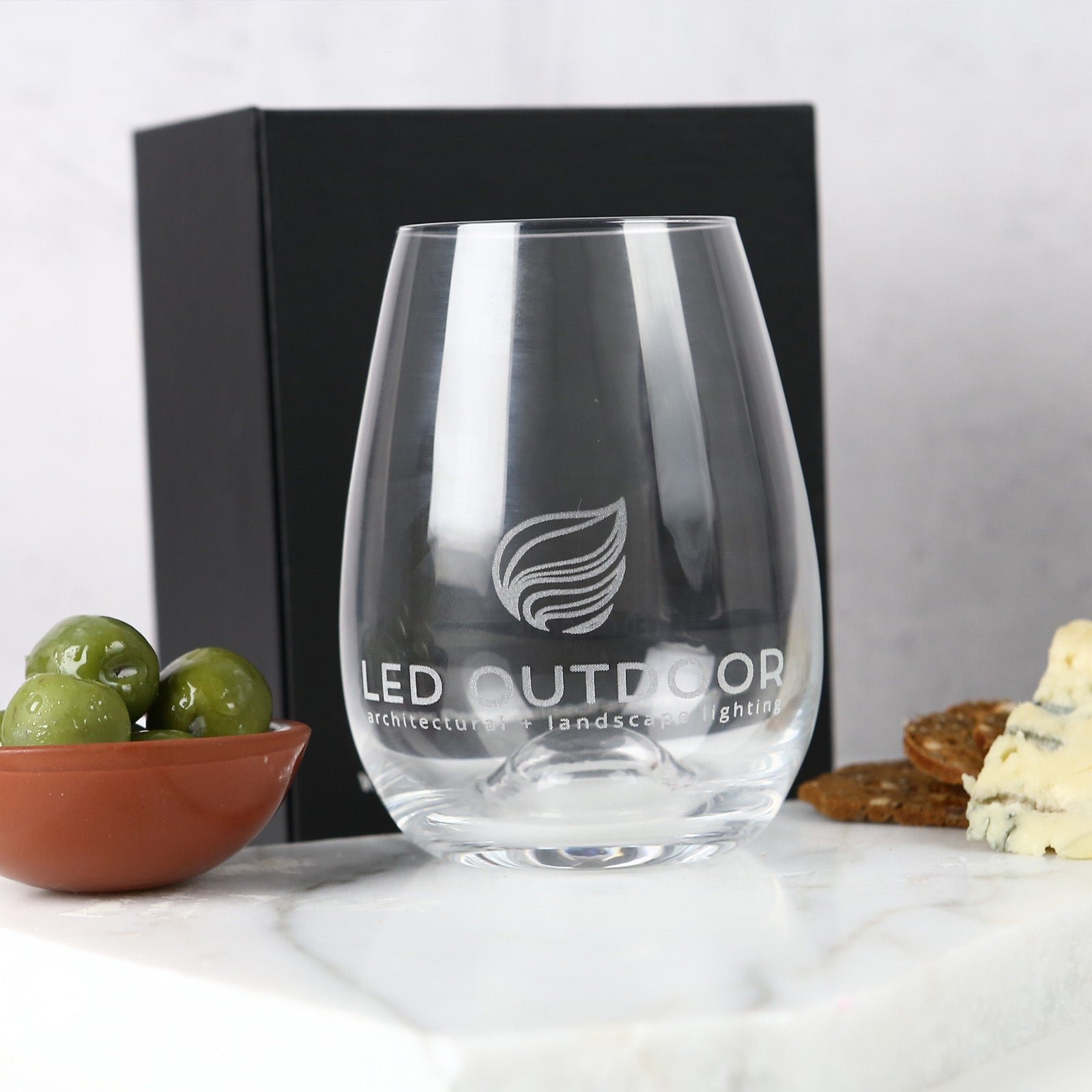 Engraved Corporate 460ml Stemless Wine Glass