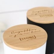 Engraved Corporate Wood Wick Soy Candle with Wooden Lid