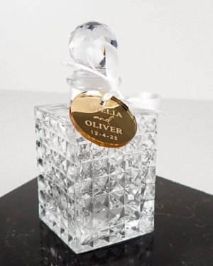 Glass Crystal 100ml Decanter with Engraved Wedding Gift Tag