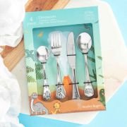 Engraved Stainless Steel Children’s Cutlery 4 Piece Set Dinosaurs