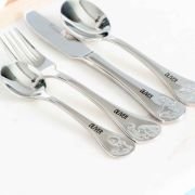 Engraved Stainless Steel Children’s Cutlery 4 Piece Set Dinosaurs