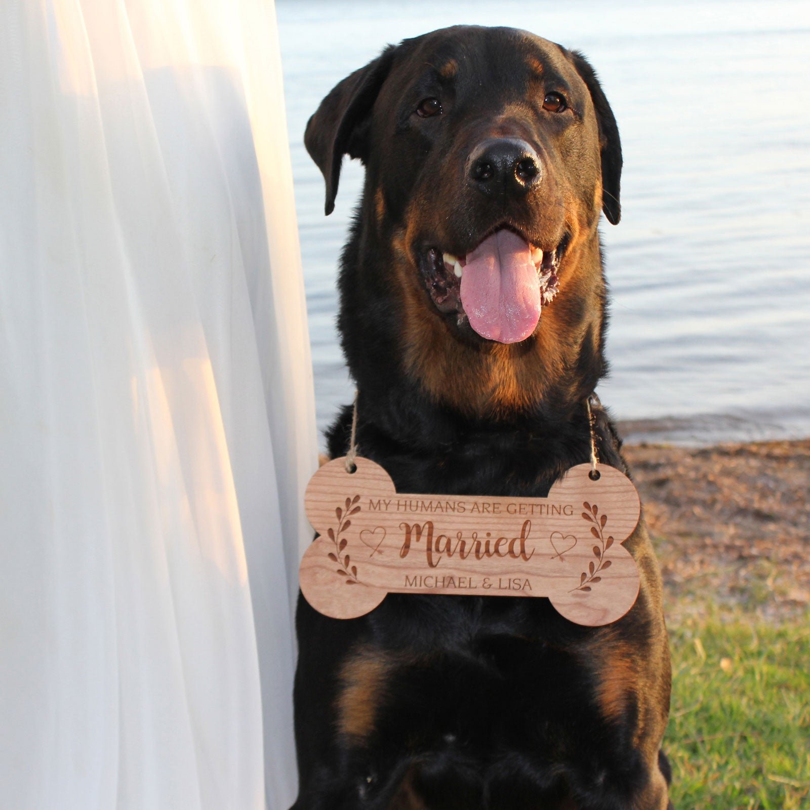 Engraved Wooden Wedding Dog Pet Sign