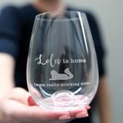 Engraved Not Drinking Alone Cat 460ml Stemless Wine Glass