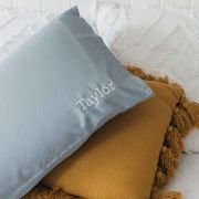 Embroidered Bamboo Satin Pillowcase Single – Ice Blue