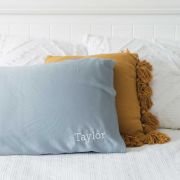 Embroidered Bamboo Satin Pillowcase Single – Ice Blue