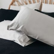 Embroidered Bamboo Satin Pillowcase Twin Set – Silver