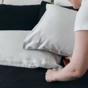 Embroidered Bamboo Satin Pillowcase Twin Set – Silver