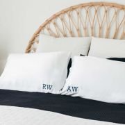 Embroidered Bamboo Satin Pillowcase Twin Set – White