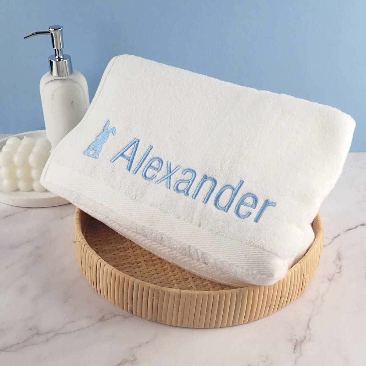Embroidered Bunny Bath Towel for Boys