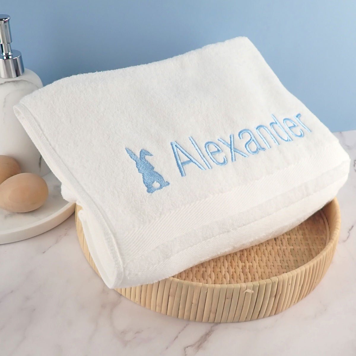 Embroidered Bunny Bath Towel for Boys