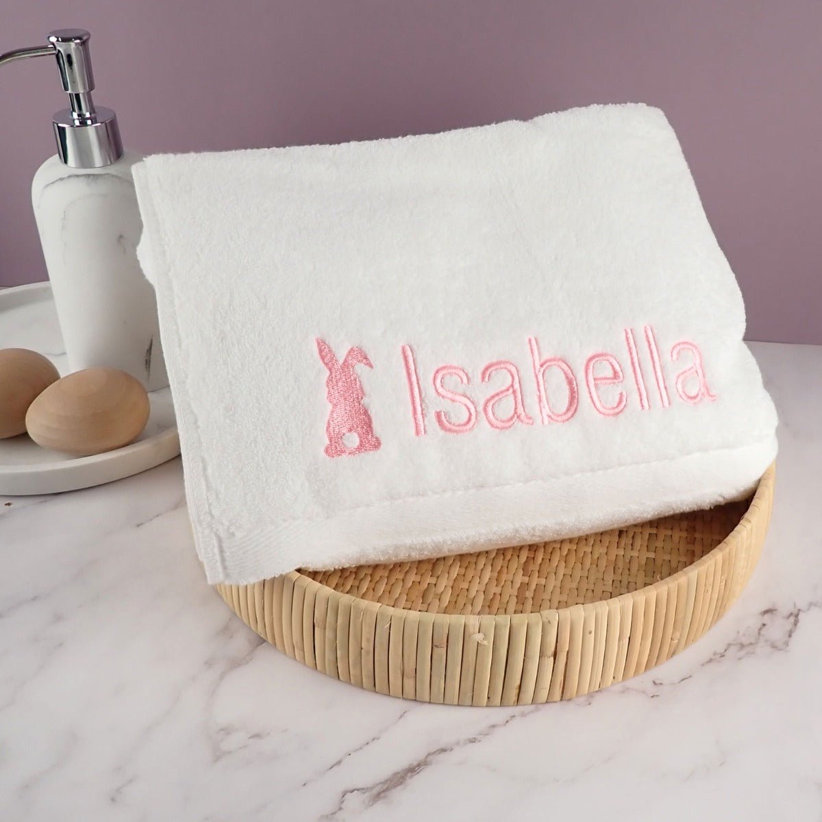 Embroidered Bunny Bath Towel for Girls