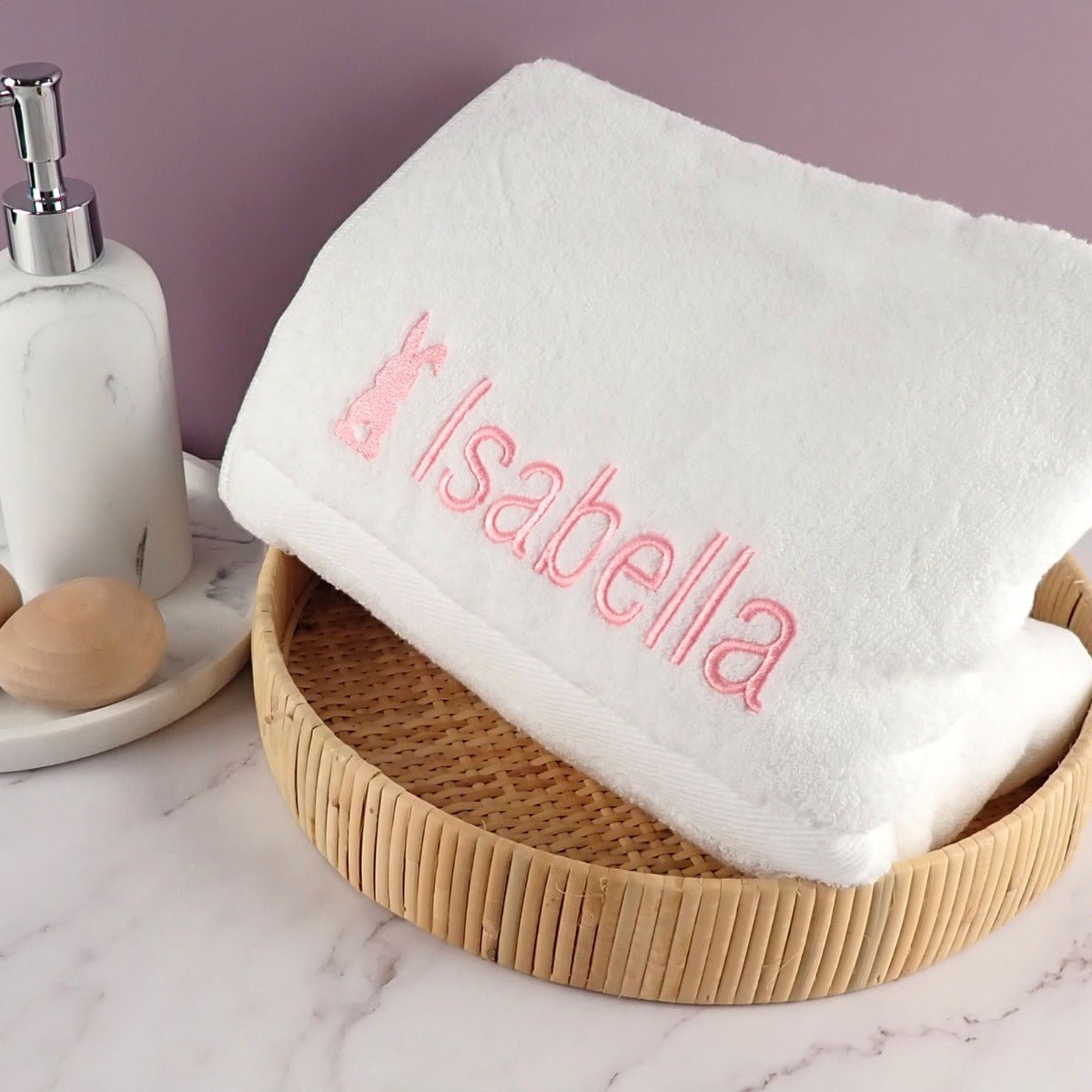 Embroidered Bunny Bath Towel for Girls