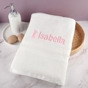 Embroidered Bunny Bath Towel for Girls