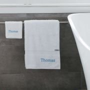 Embroidered White Bath Towel and Face Washer Set – Block Font